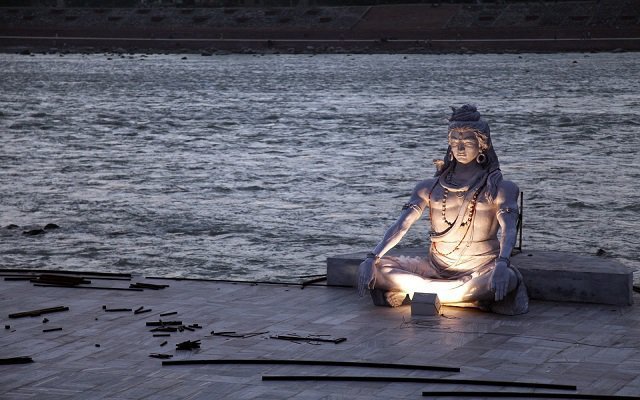 Shiva calmly trapped Ganga back in his hair because of her arrogance. He let her out but in small streams